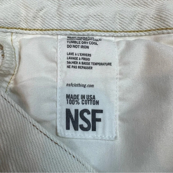 NWOT NSF Slouchy Straight Distressed Jeans Chalk Off-White Designer Casual 28 - Picture 7 of 11